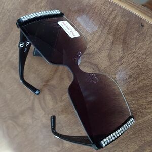 True Religion Black Sunglasses with Rhinestone Detail